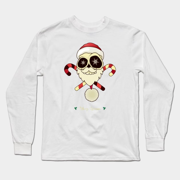 Santa skull Long Sleeve T-Shirt by mangulica